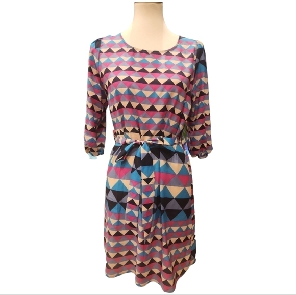 Needle & Thread Dresses & Skirts - Needle & Thread Geometric Belted Dress